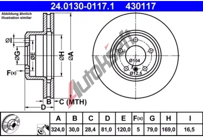 ATE Brzdov kotou - 324 mm AT 430117, 24.0130-0117.1