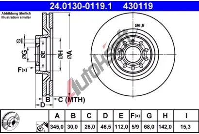 ATE Brzdov kotou - 345 mm AT 430119, 24.0130-0119.1