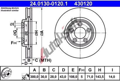 ATE Brzdov kotou - 300 mm AT 430120, 24.0130-0120.1