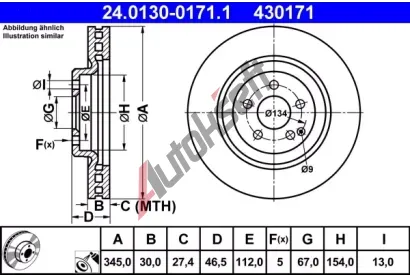 ATE Brzdov kotou - 345 mm AT 430171, 24.0130-0171.1