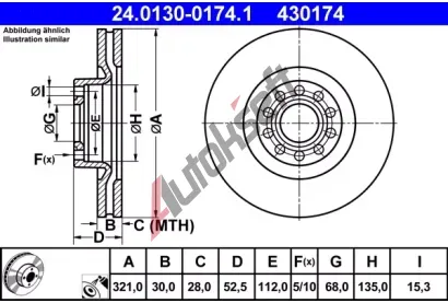 ATE Brzdov kotou - 321 mm AT 430174, 24.0130-0174.1