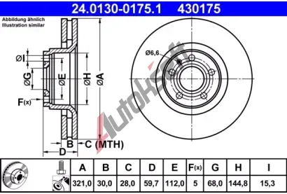 ATE Brzdov kotou - 321 mm AT 430175, 24.0130-0175.1