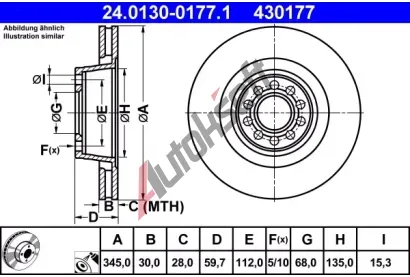 ATE Brzdov kotou - 345 mm AT 430177, 24.0130-0177.1