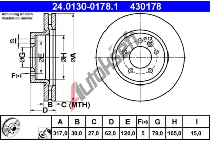 ATE Brzdov kotou - 317 mm AT 430178, 24.0130-0178.1