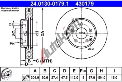 ATE Brzdov kotou - 304 mm AT 430179, 24.0130-0179.1