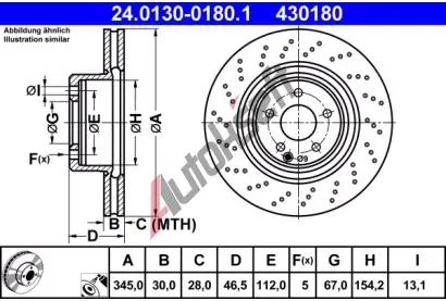 ATE Brzdov kotou - 345 mm AT 430180, 24.0130-0180.1