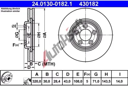 ATE Brzdov kotou - 320 mm AT 430182, 24.0130-0182.1