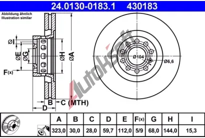 ATE Brzdov kotou - 323 mm AT 430183, 24.0130-0183.1