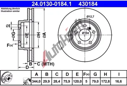 ATE Brzdov kotou - 344 mm AT 430184, 24.0130-0184.1