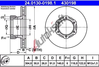 ATE Brzdov kotou - 304 mm AT 430198, 24.0130-0198.1