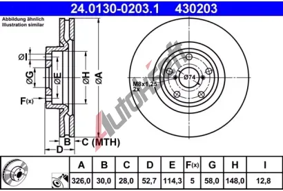 ATE Brzdov kotou - 326 mm AT 430203, 24.0130-0203.1