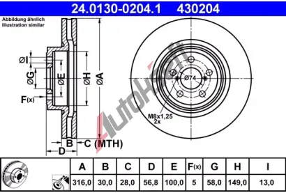 ATE Brzdov kotou - 316 mm AT 430204, 24.0130-0204.1