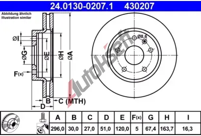 ATE Brzdov kotou - 296 mm AT 430207, 24.0130-0207.1