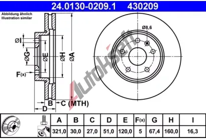 ATE Brzdov kotou - 321 mm AT 430209, 24.0130-0209.1