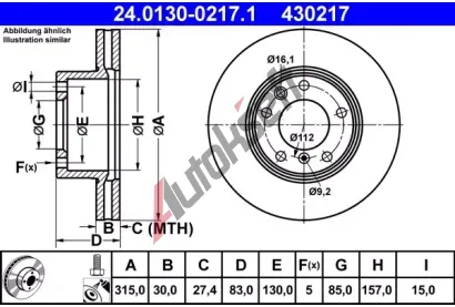 ATE Brzdov kotou - 315 mm AT 430217, 24.0130-0217.1