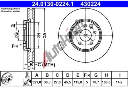 ATE Brzdov kotou - 321 mm AT 430224, 24.0130-0224.1