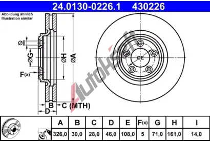 ATE Brzdov kotou - 326 mm AT 430226, 24.0130-0226.1
