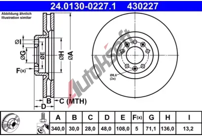ATE Brzdov kotou - 340 mm AT 430227, 24.0130-0227.1