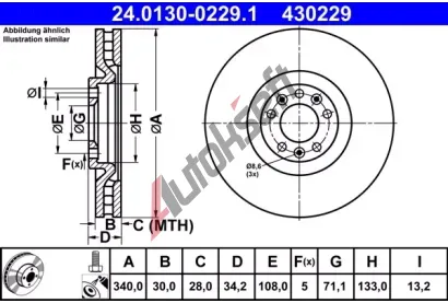 ATE Brzdov kotou - 340 mm AT 430229, 24.0130-0229.1