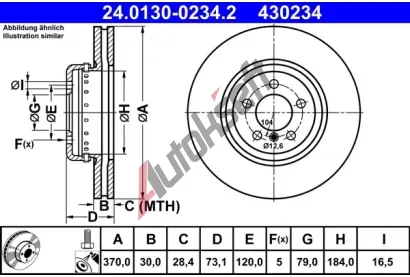 ATE Brzdov kotou - 370 mm AT 430234, 24.0130-0234.2