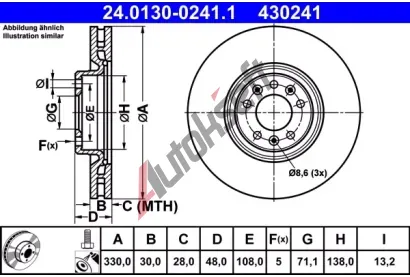 ATE Brzdov kotou - 330 mm AT 430241, 24.0130-0241.1