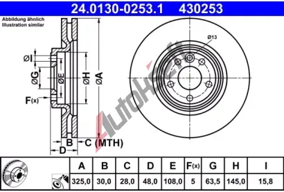 ATE Brzdov kotou - 325 mm AT 430253, 24.0130-0253.1