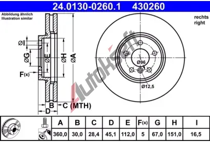 ATE Brzdov kotou - 360 mm AT 430260, 24.0130-0260.1