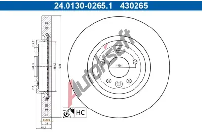ATE Brzdov kotou - 325 mm AT 430265, 24.0130-0265.1