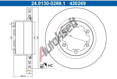 ATE Brzdový kotouč - 325 mm AT 430269, 24.0130-0269.1  ATE Brzdový kotouč - 325 mm AT 430269, 24.0130-0269.1