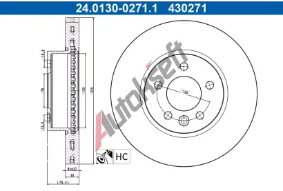 ATE Brzdový kotouč - 325 mm AT 430271, 24.0130-0271.1  ATE Brzdový kotouč - 325 mm AT 430271, 24.0130-0271.1