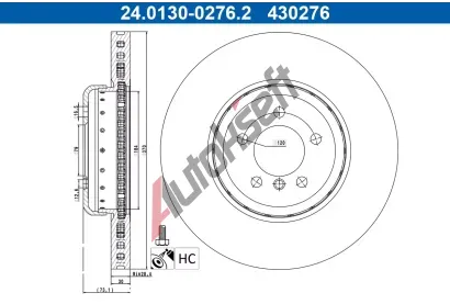 ATE Brzdový kotouč - 370 mm AT 430276, 24.0130-0276.2 ATE Brzdový kotouč - 370 mm AT 430276, 24.0130-0276.2