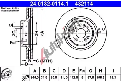 ATE Brzdov kotou - 345 mm AT 432114, 24.0132-0114.1