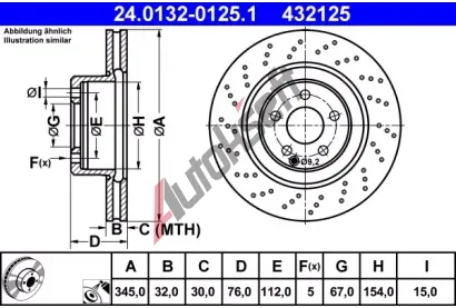 ATE Brzdov kotou - 345 mm AT 432125, 24.0132-0125.1
