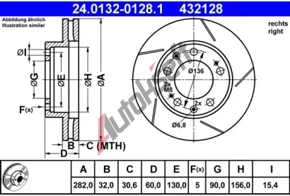 ATE Brzdový kotouč - 282 mm AT 432128, 24.0132-0128.1 ATE Brzdový kotouč - 282 mm AT 432128, 24.0132-0128.1