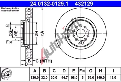 ATE Brzdov kotou - 330 mm AT 432129, 24.0132-0129.1