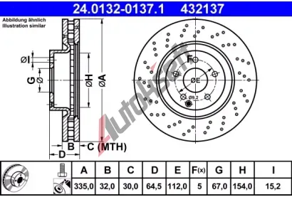 ATE Brzdov kotou - 335 mm AT 432137, 24.0132-0137.1