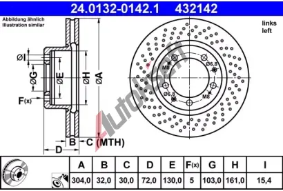 ATE L brzdov kotou - 304 mm AT 432142, 24.0132-0142.1