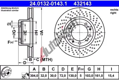 ATE Brzdov kotou - 304 mm AT 432143, 24.0132-0143.1