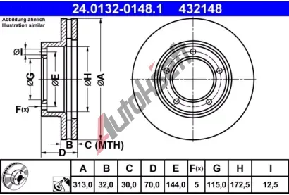 ATE Brzdov kotou - 313 mm AT 432148, 24.0132-0148.1