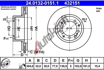 ATE L brzdov kotou - 304 mm AT 432151, 24.0132-0151.1