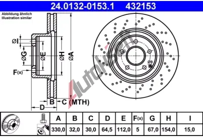 ATE Brzdov kotou - 330 mm AT 432153, 24.0132-0153.1