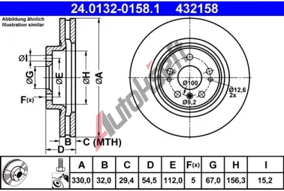 ATE Brzdov kotou - 330 mm AT 432158, 24.0132-0158.1