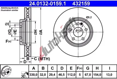 ATE Brzdov kotou - 330 mm AT 432159, 24.0132-0159.1