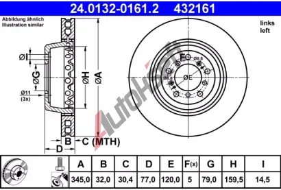 ATE L brzdov kotou - 345 mm AT 432161, 24.0132-0161.2