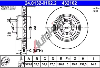 ATE Brzdov kotou - 345 mm AT 432162, 24.0132-0162.2