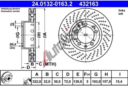 ATE L brzdov kotou - 322 mm AT 432163, 24.0132-0163.2