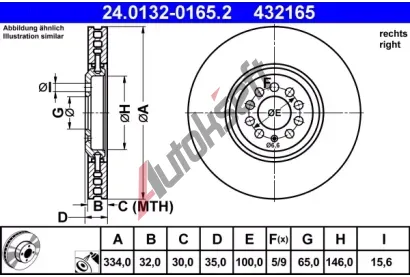 ATE Brzdov kotou - 334 mm AT 432165, 24.0132-0165.2