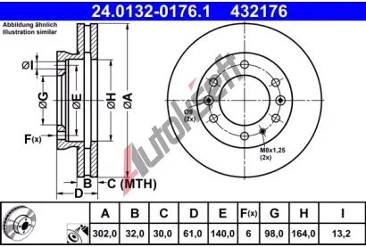 ATE Brzdov kotou - 302 mm AT 432176, 24.0132-0176.1