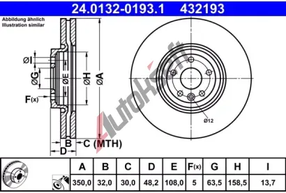 ATE Brzdov kotou - 350 mm AT 432193, 24.0132-0193.1