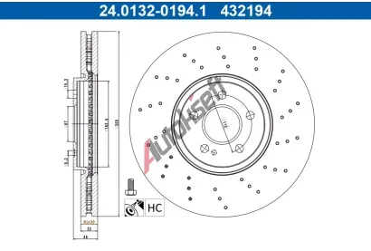 ATE Brzdov� kotou� - 350 mm AT 432194, 24.0132-0194.1
